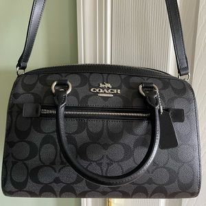 Coach Rowan Satchel- Black Signature Canvas